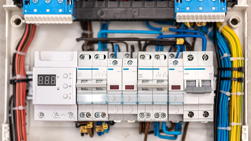 voltage switchboard with circuit breakers