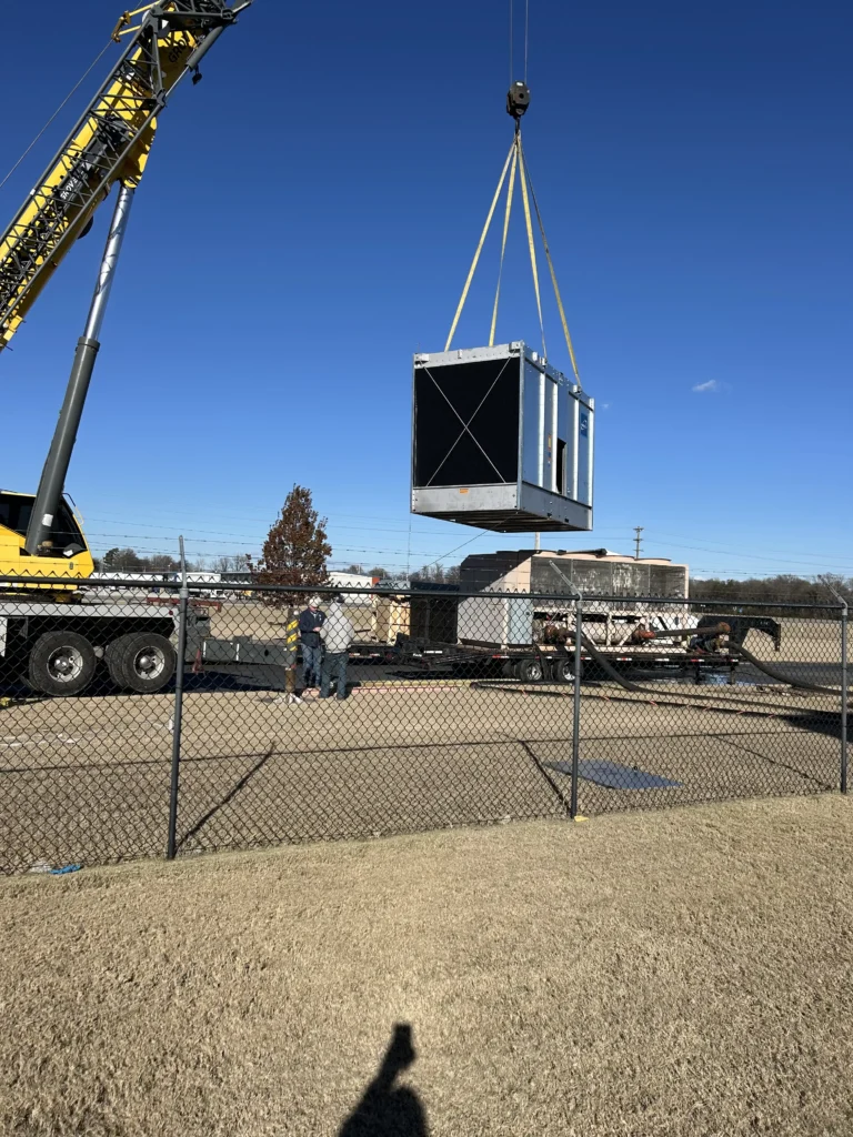 New industrial AC unit being installed