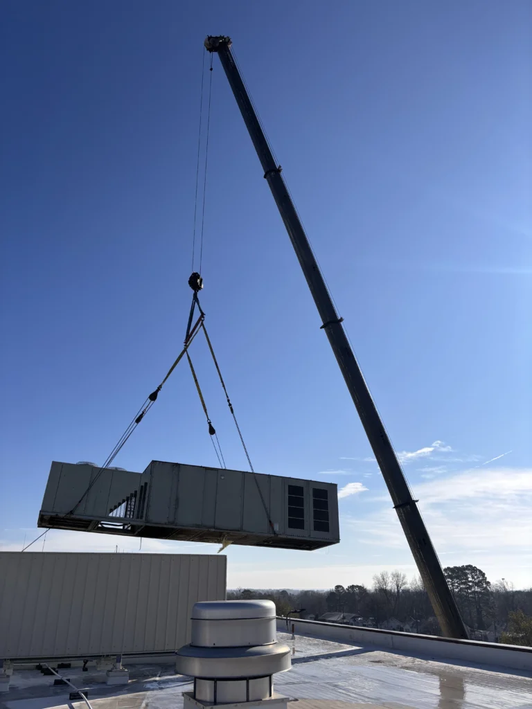 New industrial AC unit being installed