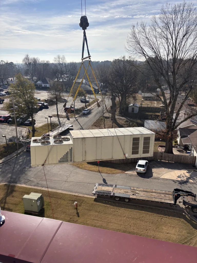 New industrial AC unit being installed