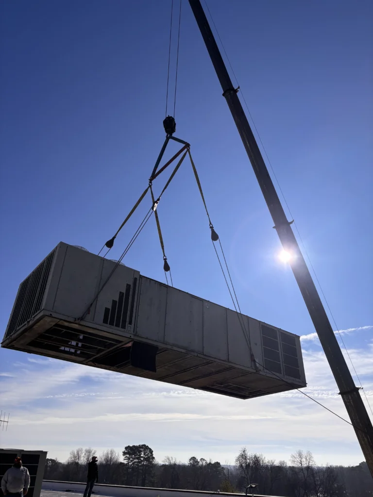 New industrial AC unit being installed