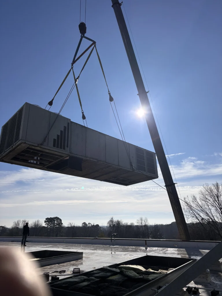 New industrial AC unit being installed