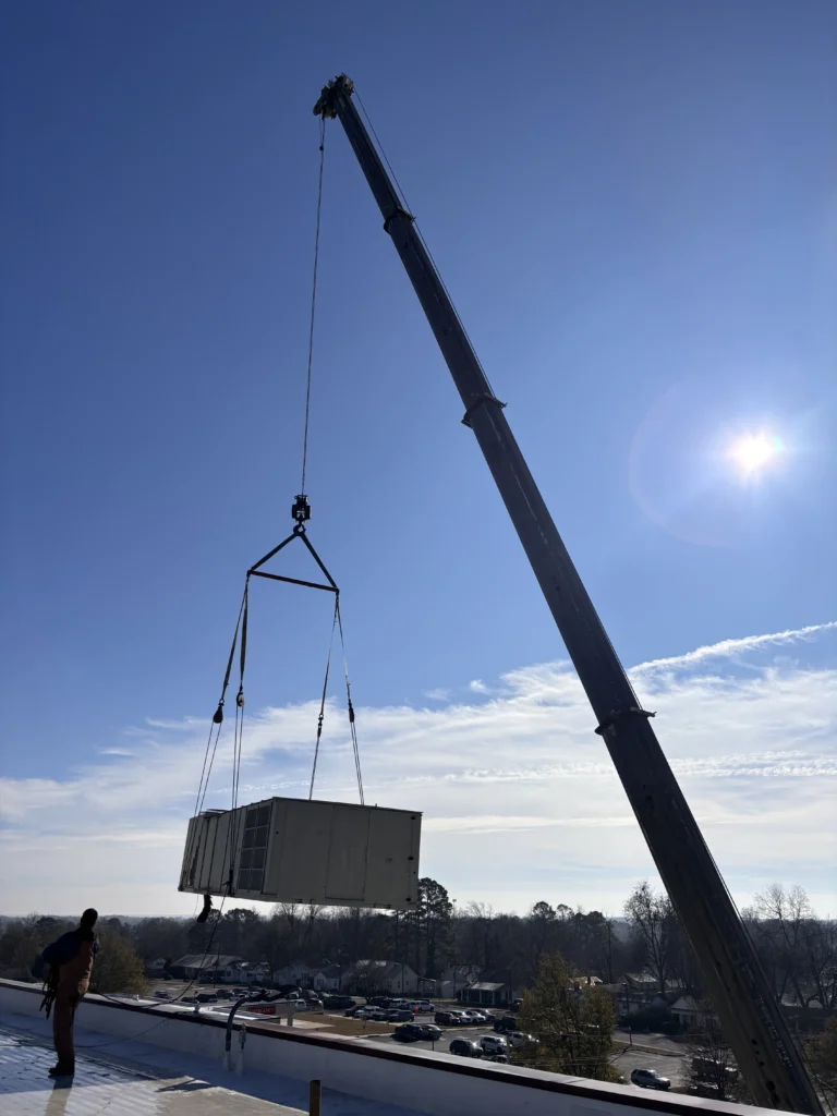 New industrial AC unit being installed