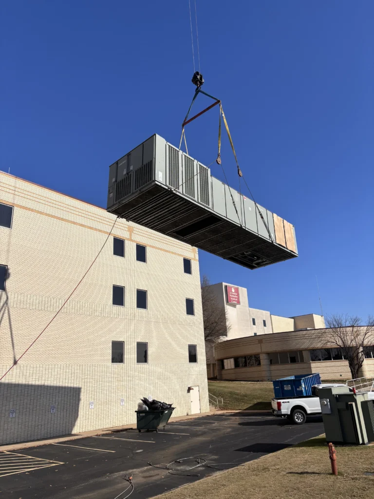 New industrial AC unit being installed