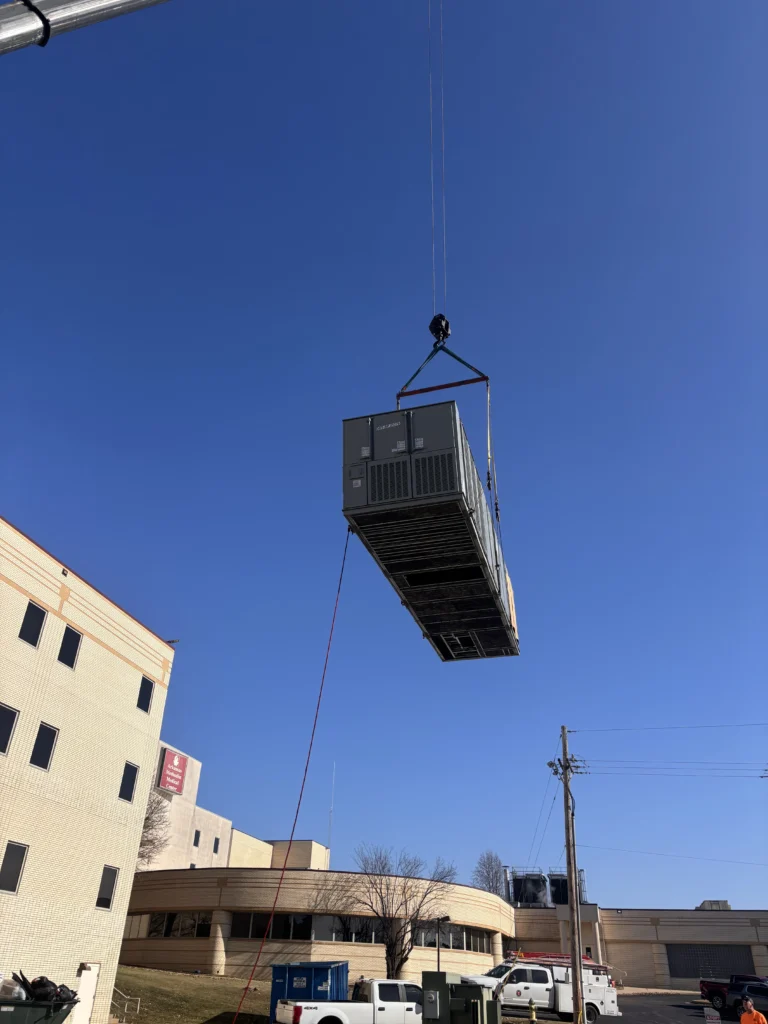 New industrial AC unit being installed